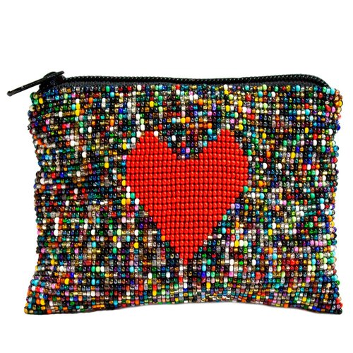 WHOLESALE Heart Beaded Coin Purse