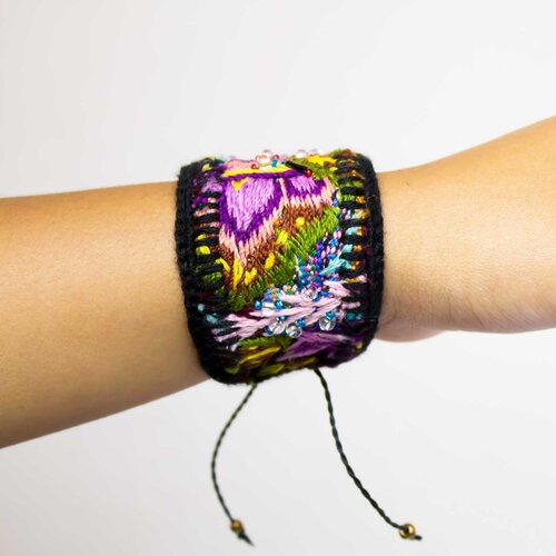 WHOLESALE Tapestry Huipil Cuff - Black