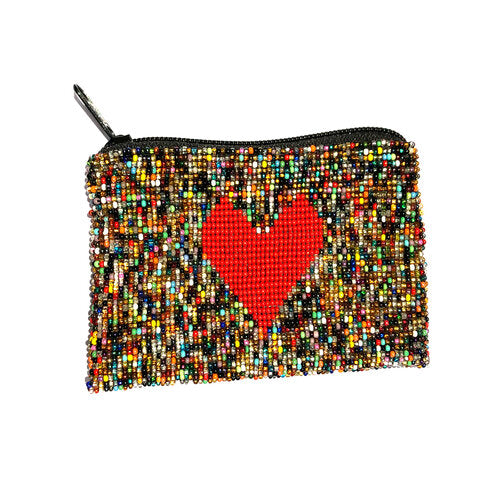 WHOLESALE Heart Beaded Coin Purse