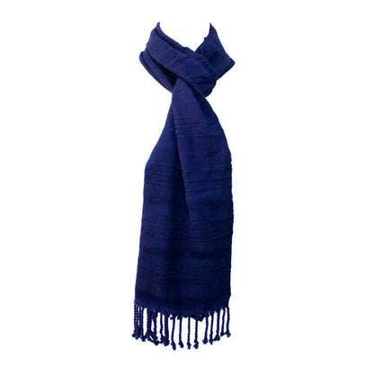 WHOLESALE Thin Scarf with Plaits Stripes - Navy Blue