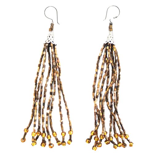 WHOLESALE Nicte Beaded Tassel Drop Earrings - 925 Silver Hooks