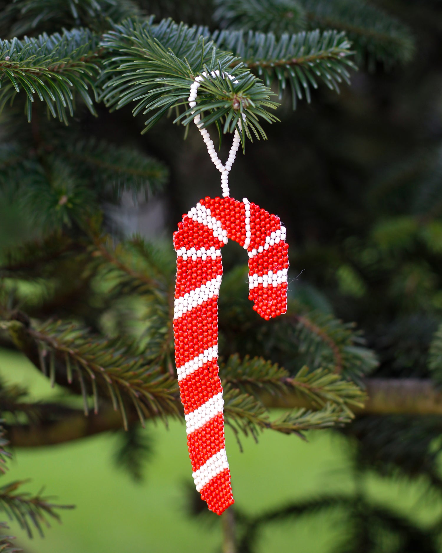 WHOLESALE Candy Cane Beaded Flat Ornament