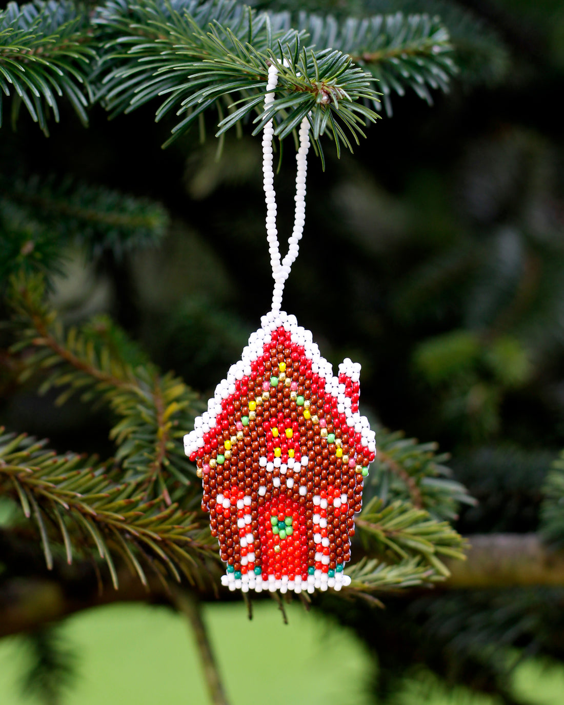 WHOLESALE Gingerbread House Beaded Flat Ornament