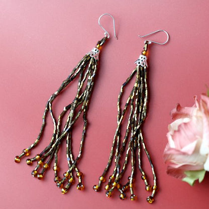 WHOLESALE Nicte Beaded Tassel Drop Earrings - 925 Silver Hooks