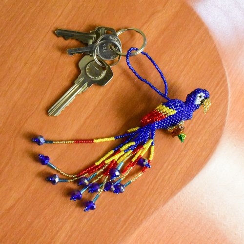 WHOLESALE  Parrot with Tails Beaded Ornament - Royal Blue