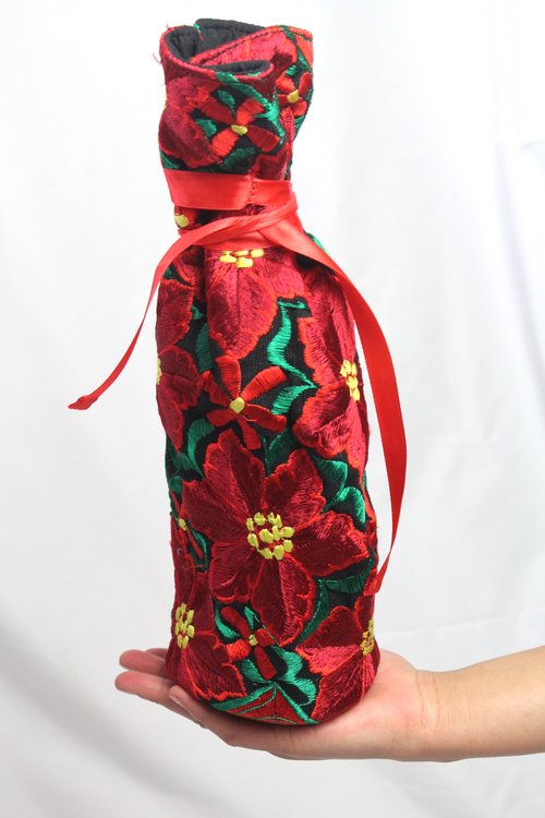 WHOLESALE Poinsettia Wine Bag