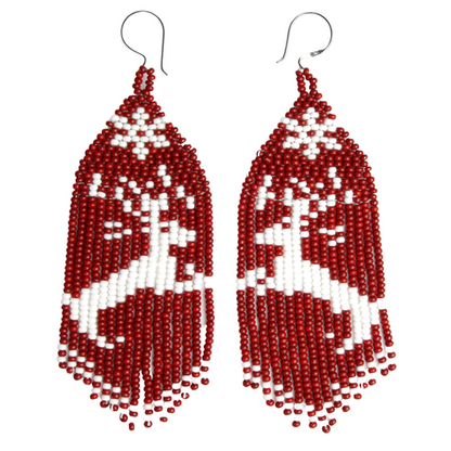 WHOLESALE  Reindeer Fringe Earrings - 925 Silver Hooks